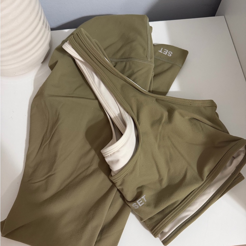 Olive Green Set Active Sports bra